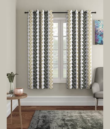 Cortina - Nature Printed Room Darkening Eyelet Curtain-7 Ft-pack of 2