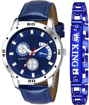 Shivark Blue PU Analog Men's Watch