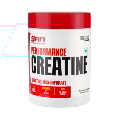 San Performance Creatine Powder | Pure Micronised Creatine Mono hydrate | Pre Workout Supplement | 100 Servings | Unflavoured | 300g |