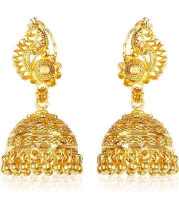 HEER COLLECTION - Gold Jhumki Earrings ( Pack of 1 )