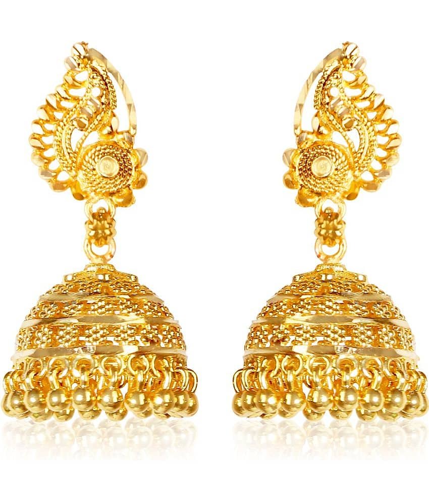 HEER COLLECTION - Gold Jhumki Earrings ( Pack of 1 )