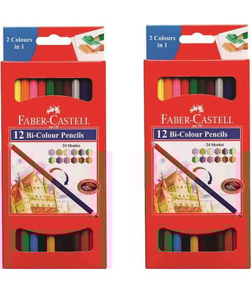 FABER CASTELL 12 BI COLOUR PENCILS  PACK OF 3