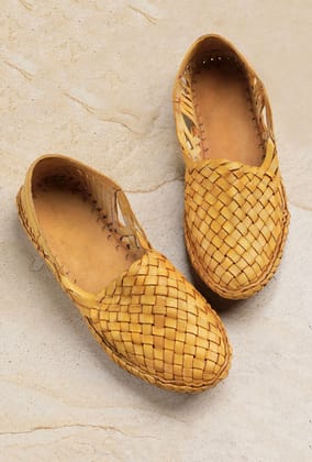 Sand Brown Braided Pure Leather Kolhapuri Sandals-44(11)