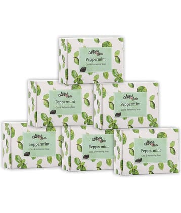 Mirah Belle Organic Peppermint Cool and Refreshing Soap Bar (Pack of 6-125 gm) Soap 750 g Pack of 6