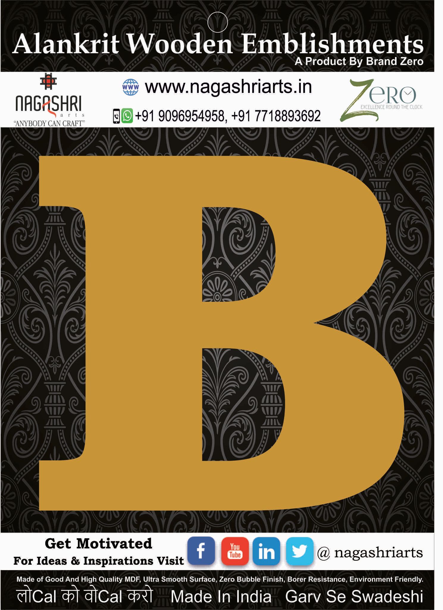 Brand Zero Alphabets, Numbers, Monograms - Upper Case B - CLBBT Font - Select Your Preference