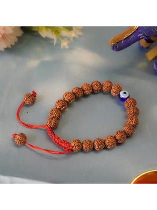 NVR Authentic 5 Mukhi Rudraksha Evil Eye Tie Up Band-Onesize / Brown / Beads