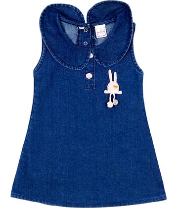 Me N My CLOSET Pack of 1 Baby Girls Denim Dress ( Navy )
