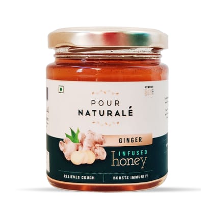 Pour Naturale Honey: Ginger Flavoured Honey| Pure Natural Honey Infused with Natural Ginger | Helps breathe better, build immunity| Glass Jar (250gm)