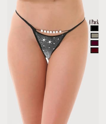 Finian Pack of 4 Net/Mesh G-Strings For Women ( Multi Color )