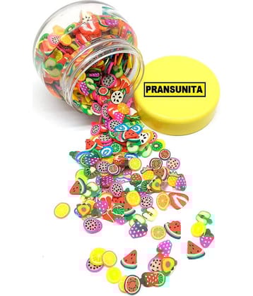 PRANSUNITA 800 pcs 3D Resin Polymer Rubber Mini Charms Shaker Slices – Mix Fruit Design Pieces for Nail Art DIY Craft, Cell Phone Decoration Epoxy, UV Resin Crafts, Jewellery Mould Filling -Size 1/4 inch (5-6 mm)
