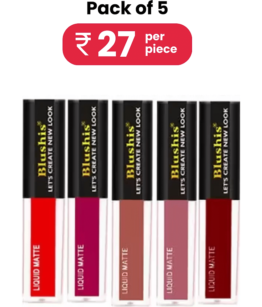 Blushis Super Stay Matte Liquid Lipstick Combo Pack Of 6 Peice(Multicolour, 16 Ml)