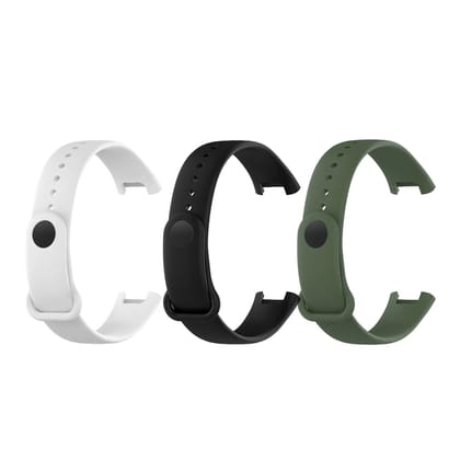 Valente Soft Silicon Band Strap Compatible for Redmi Band Pro (Pack of 3)-Green White Black