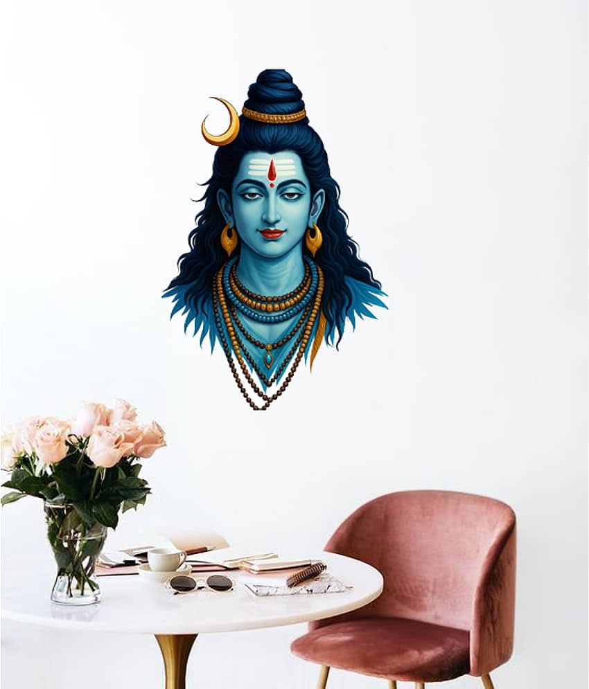 Shiv ji wall sticker for living room kids room Self Adhesive Sticker (Pack of 1)