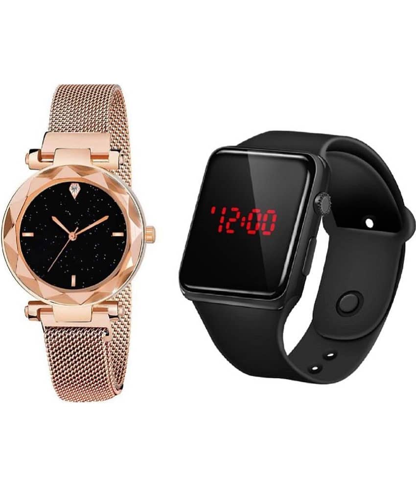 Cosmic - Rose Gold Metal Analog-Digital Couple's Watch