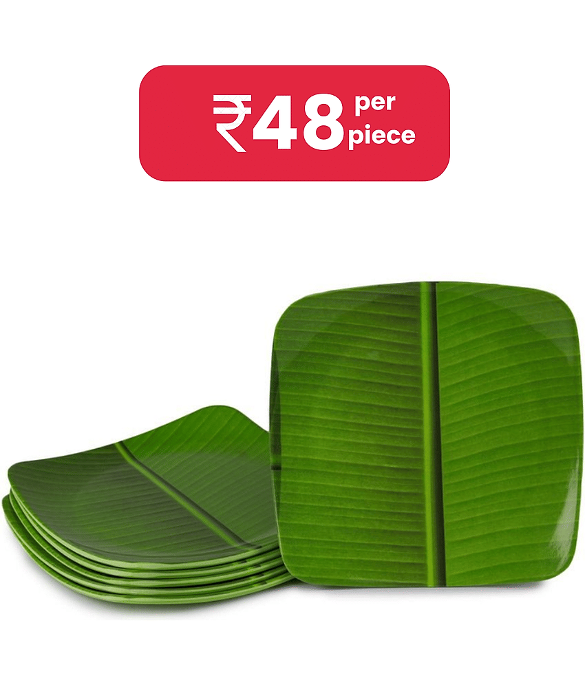 Laserbot 6 Pcs Melamine Dark Green Half Plate