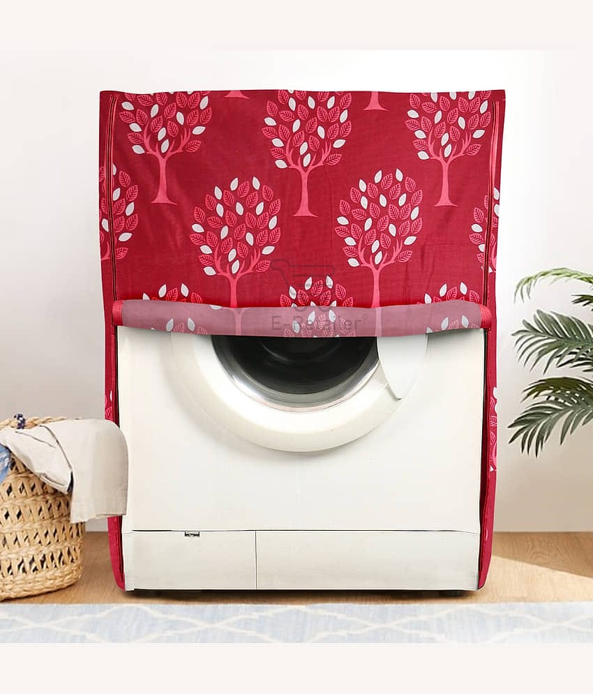 E-Retailer Single Polyester Maroon Washing Machine Cover for Universal 8 kg Front Load