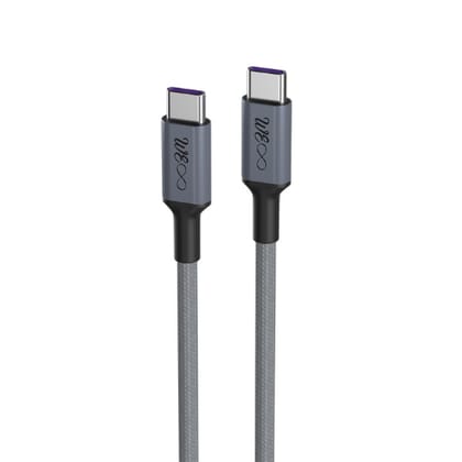 Walta Elite Real Plus Pro Type-C To Type-C Fast Charging Braided Cable Charges Upto 5 Amp- Grey Walta Elite Real Plus Pro Type-C To Type-C Fast Charging Braided Cable Charges Upto 5 Amp- Grey