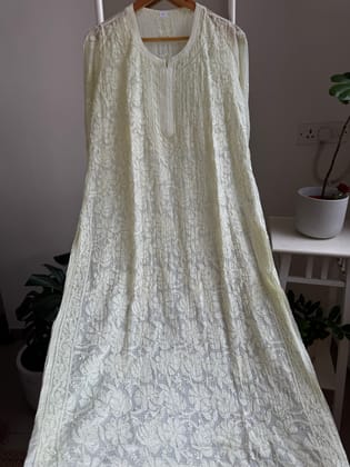 Kota Soft Cotton Chikankari Kurti - Light Green - CHAND Collection-Light Green / Kota cotton / S