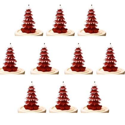 SS Enterprise Organic Soy Wax Christmas Tree Pillar Candles for Decor, Scented Aromatic Fragrance Candles, Smoke-Free, Xmas Decoration Accessories, (Pack of 10)