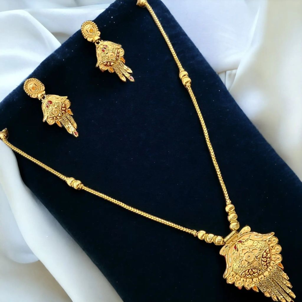 Exquisite One Gram Gold Traditional Necklace and Earrings Set