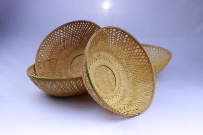 Bamboo Round Basket - Sandal & Color - 10 Inches