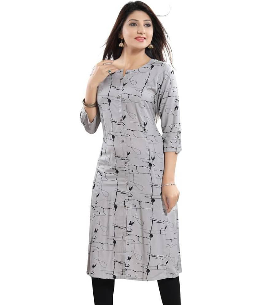 Meher Impex - Light Grey Cotton Women's Front Slit Kurti ( Pack of 1 )