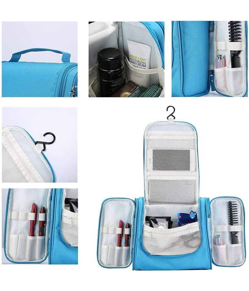 House Of Quirk Blue Polyester Toiletry Travel Pouch