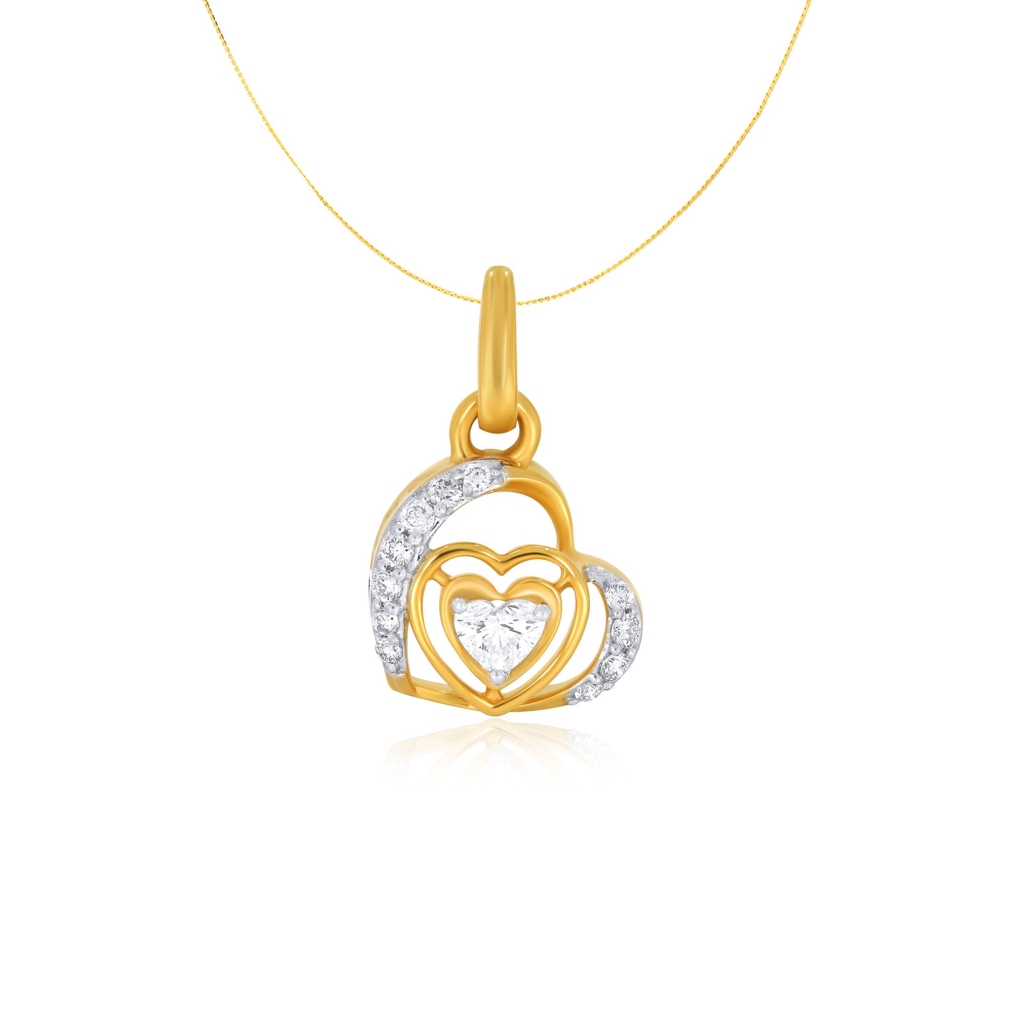 Senco Gold Heart Essence Diamond Pendant (1.6 gram / 0.26 Ct / H-VS / 18K Yellow Gold)