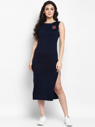 Navy Embroidered Knitted Dress Navy Embroidered Knitted Dress