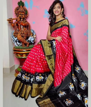 Vkaran Cotton Silk Printed Saree With Unstitched Blouse Piece ( Peach )