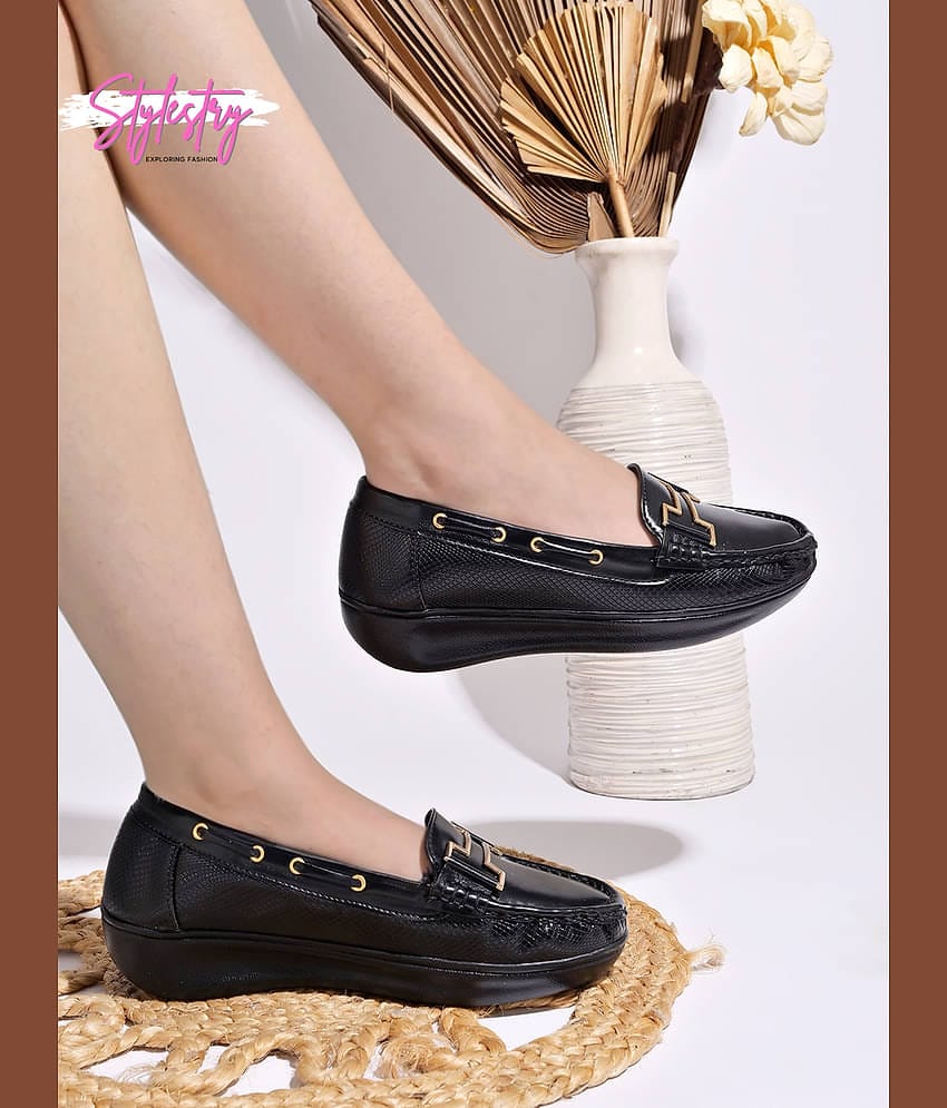 Stylestry Black Women's Loafers