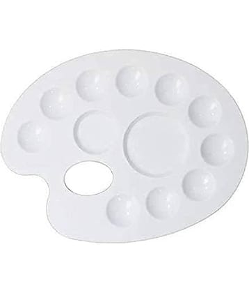 Eclet Large Elliptical Shape Colour Pallete, Paint Mixing Palette, Painting Plate, Watercolor Pallet, Tray for Acrylic Paints, Palate for Colouring with 12 Compartments for Artists, Students, Kids