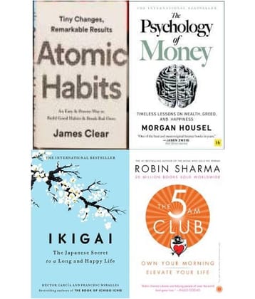 Atomic Habits + The Psychology of Money + Ikigai + The 5 Am Club