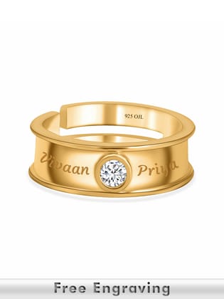 0.2 Carat 18K Gold Plated Made In Pure Silver Adjustable Ring For Him-Adjustable