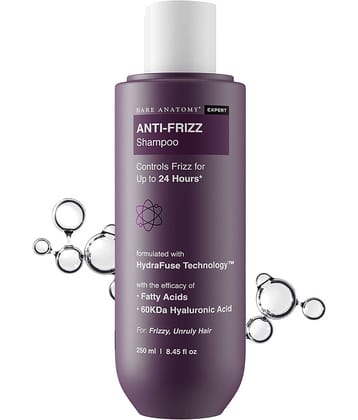 Bare Anatomy Anti Frizz Shampoo for Smooth, Shiny Hair with Hyaluronic Acid for Women & Men, 250 ml