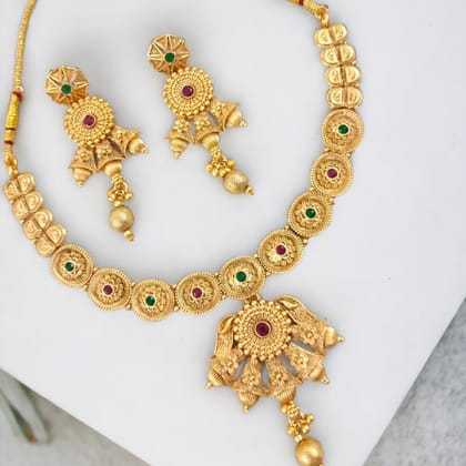 Antique Multicolor Stone and Pearl Necklace Set