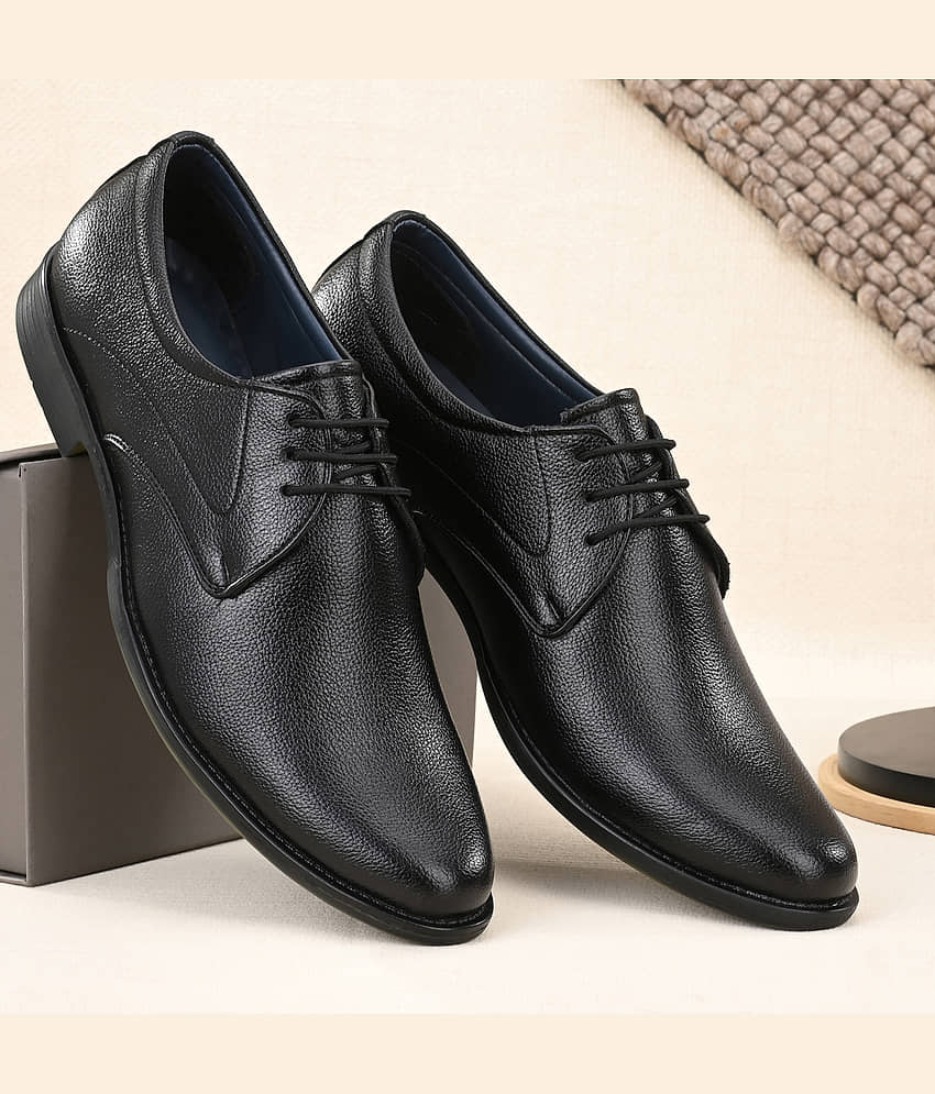 John Karsun Black Men's Derby Formal Shoes