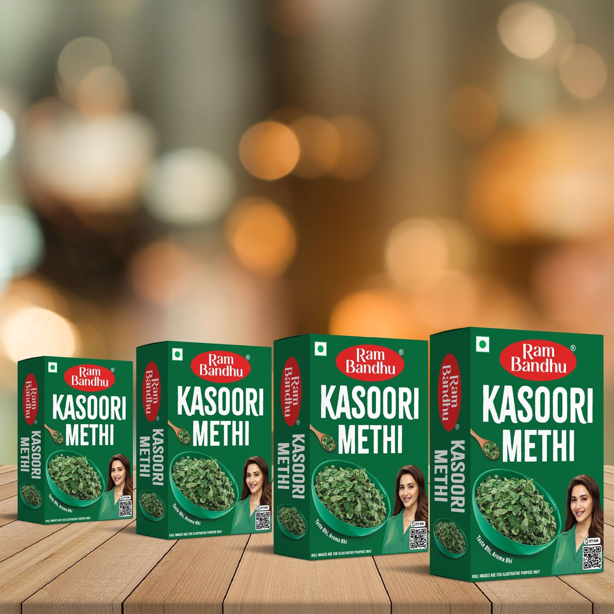 Ram Bandhu Kasoori Methi 25gm x 4 Pack | Dried Fenugreek Leaves for Rich Aroma & Flavor | Ideal for Curries | Parathas & Gravies, Naturally Sun-Dried | Adds Authentic Taste to Dishes