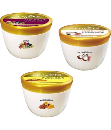 Zavers Mix Fruit massage cream + Kesar coca Butter cream +Haldi Chandan massage cream500ml(Set of 3)