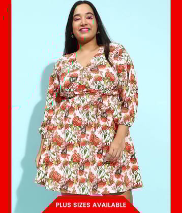 Oxolloxo Women Polyester Printed Fit & Flare Dress ( Multicolor )