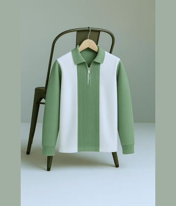 Try This Men Cotton Blend Regular Fit Colorblock Polo T Shirt ( Sea Green )