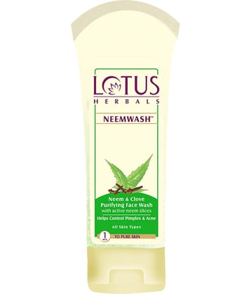 Lotus Herbals Neemwash Neem & Clove Ultra Purifying Face Wash , For Acne Prone Skin , 80Ml