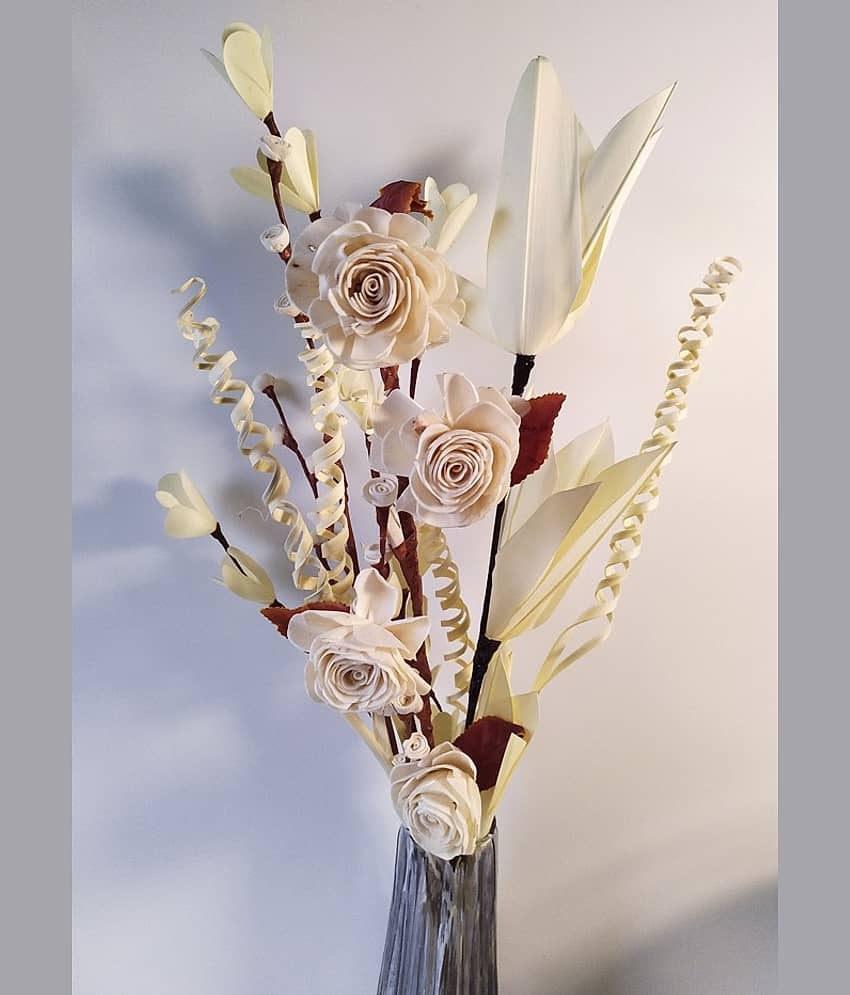 Natural Dried White Rose Flower Bunch
