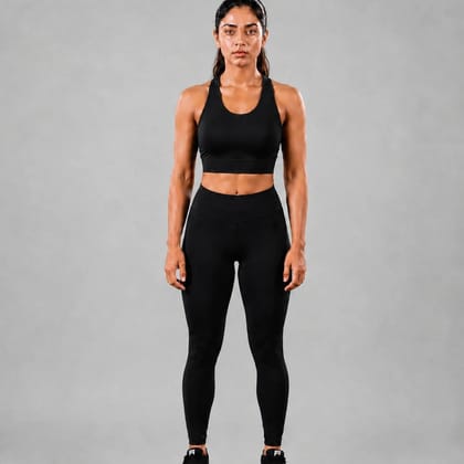 Bamboo Fabric Sports Bra | Non Padded, Non Wired, Seamless and Full Coverage | Black