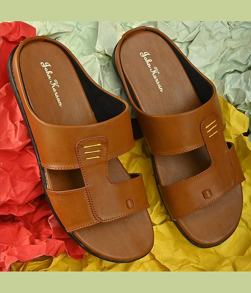 John Karsun Tan Flip Flops