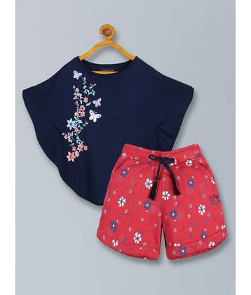 PLUM TREE Pack of 2 Girls Viscose Shirt With Shorts ( Navy )
