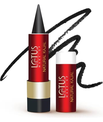 Lotus Make,Up Natural Kajal , Black Nk04 camphor and almond oil 3.8g (Pack of 1)