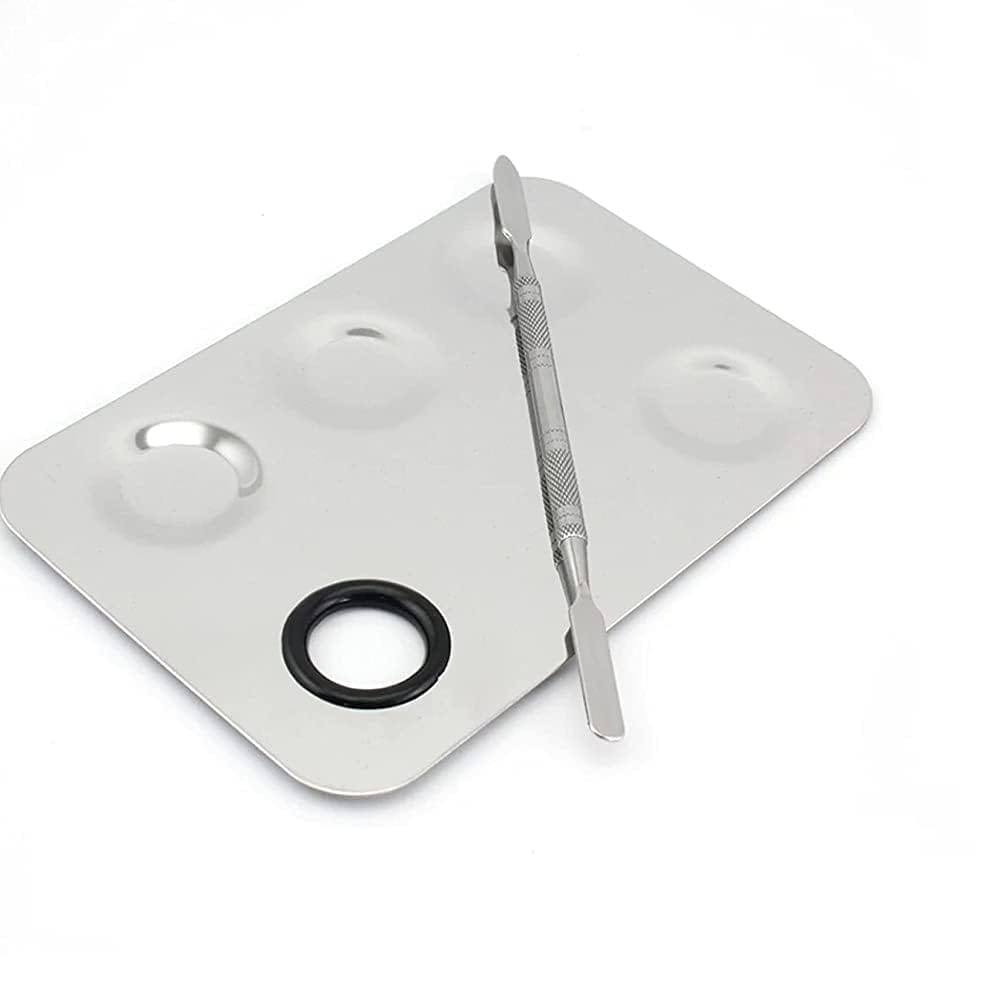 Elecsera Professional Quality Stainless Steel Cosmetic 3 Dip Makeup Mixing Plate ()