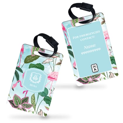 Flamingo Foliage Bag Tag-Blue