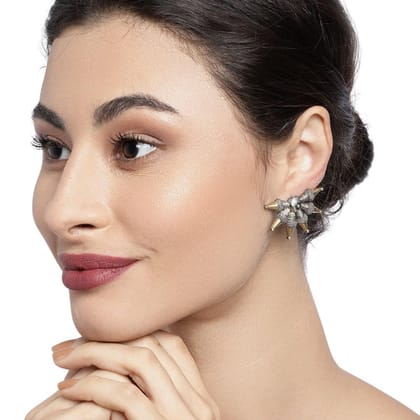 Silver-Toned Contemporary Studs
